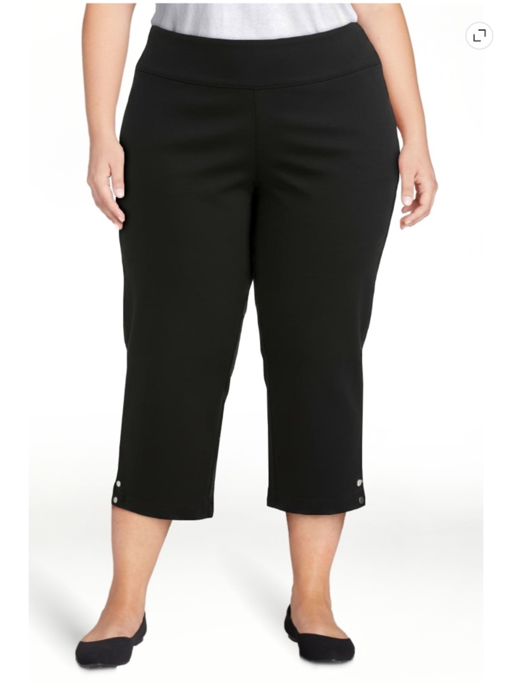 Just My Size Women’s Black Snap Hem Cropped Pants 23 “ Inseam Size 3X NWT
